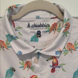 Chubbies Boy’s XL Parrot Print Shirt - White and Multicolor